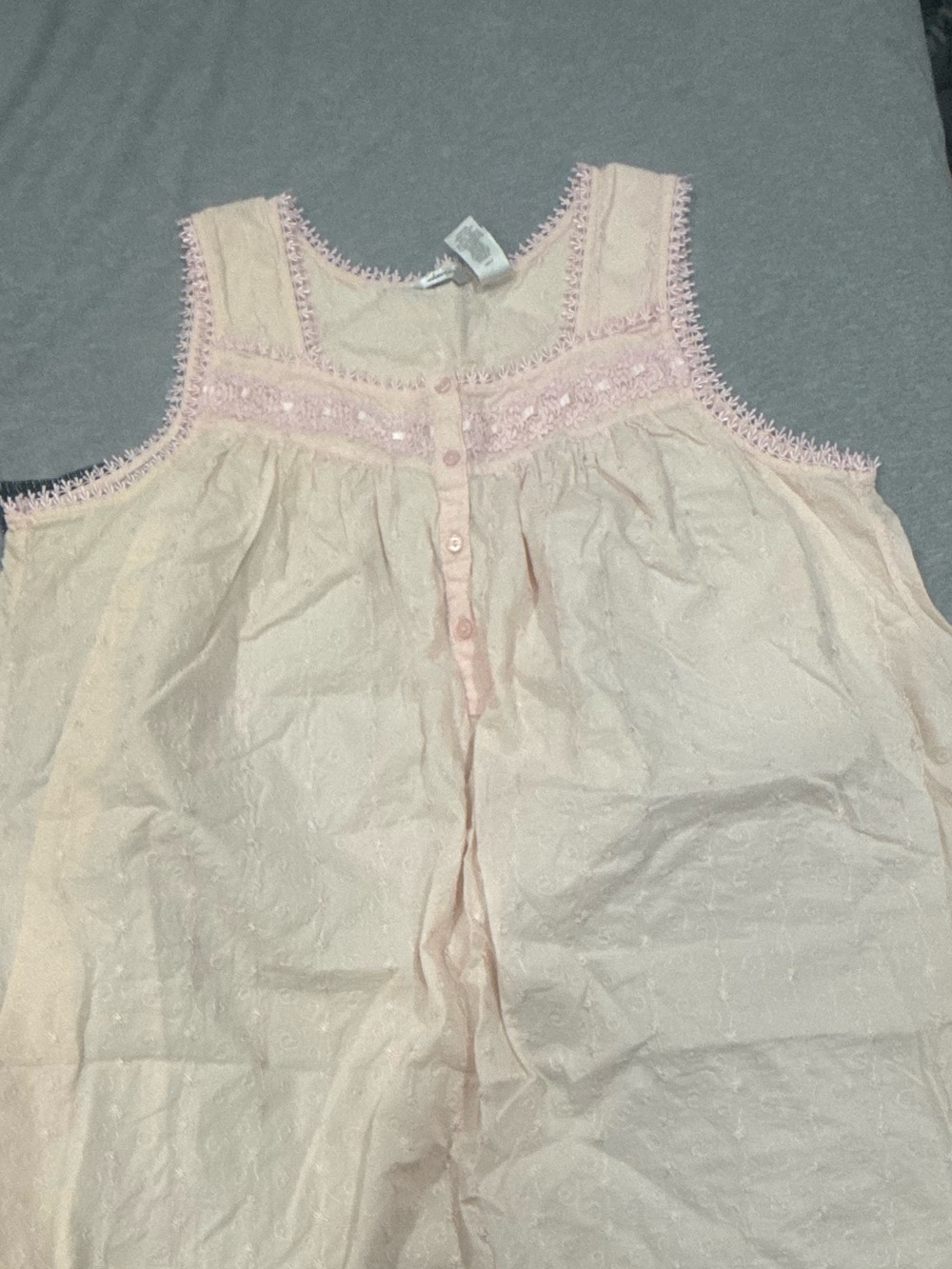 Adonna Pale Pink Sleeveless Lace-Trim Nightgown - Picture 2 of 3